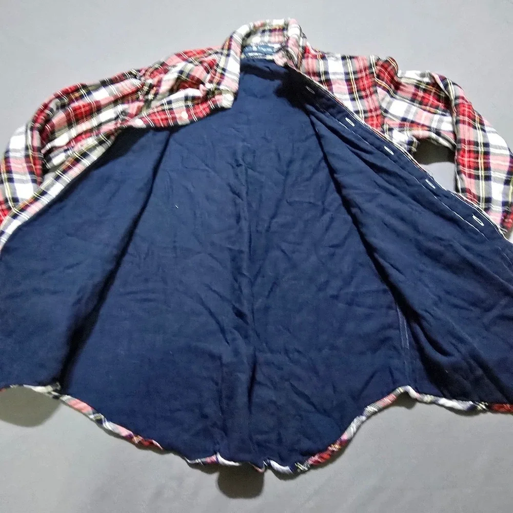 polo Ralph Lauren Plaid Button Down Mens Medium Red Navy Lined Custom Fit Shirt